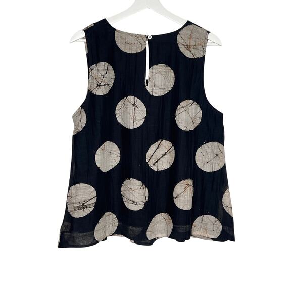 Toast Cotton Blend Round Print Sleeveless Blouse Top Black/White Women's Size 14 - Picture 8 of 10